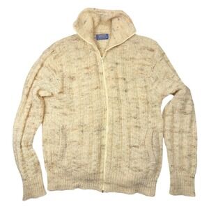 Pendleton Wool Cardigan XL  Chunky Knit Full Zip Vintage Beige Men's